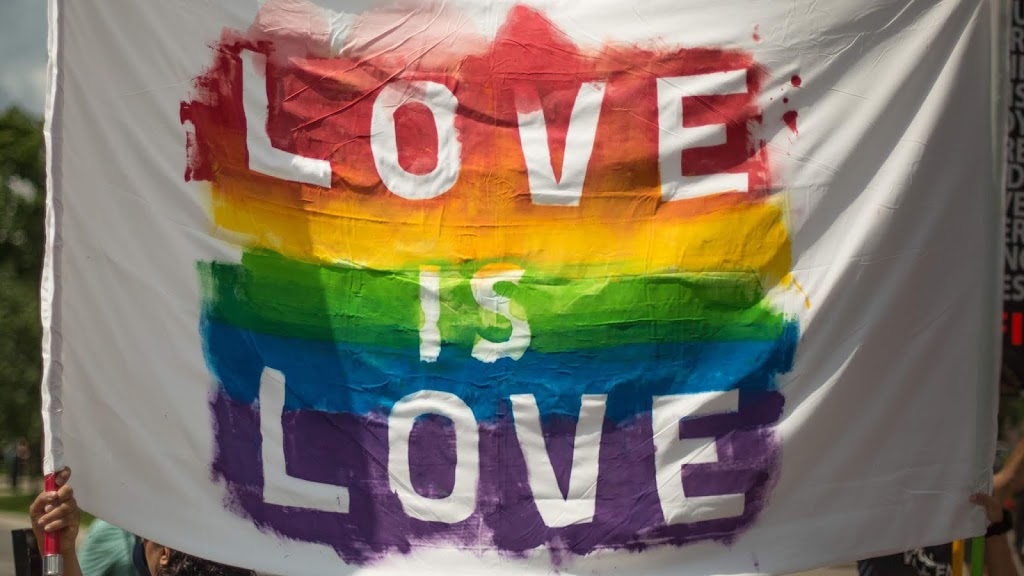 LGBTQ love is love flag